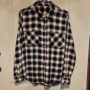 Lucky Brand Navy and White Plaid Shirt